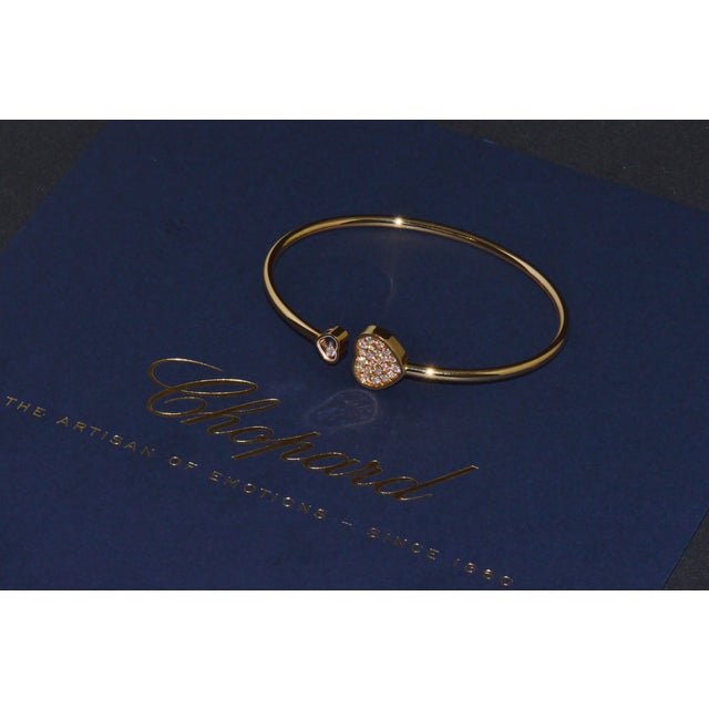 Modern Late 20th Century Authentic Chopard Happy Hearts 0.45ct Diamond Open Bangle Bracelet in 18k Rose Gold For Sale - Image 3 of 18
