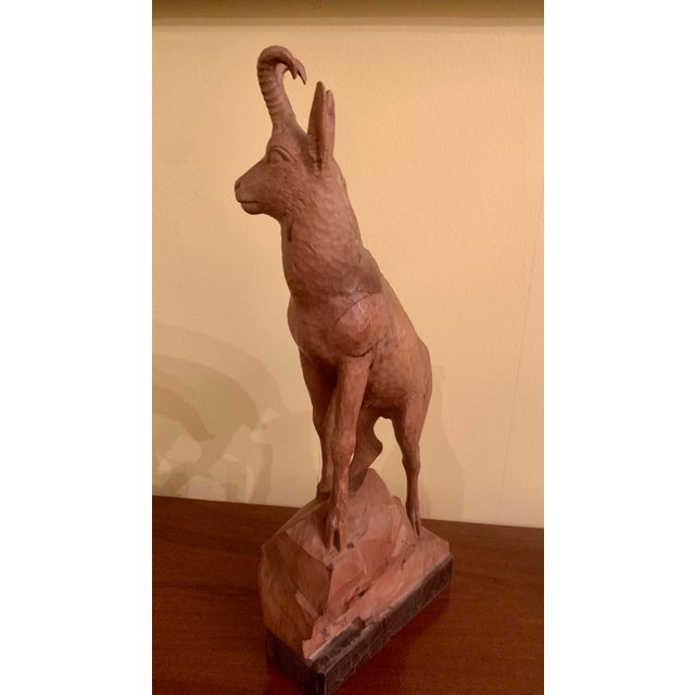 Mid 20th Century Large Black Forest Wooden Chamois Carving For Sale - Image 4 of 13