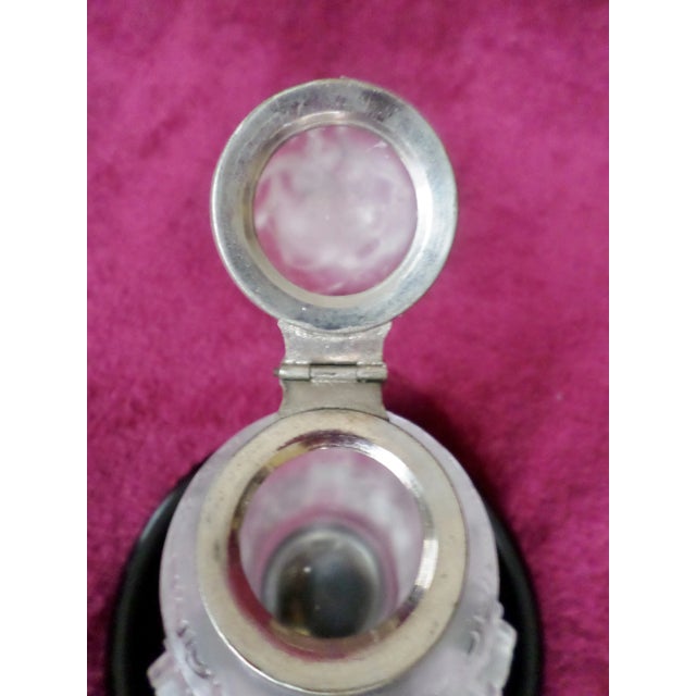 Antique French Satin Glass Cherub Top With North Wind Face Center Inkwell For Sale - Image 11 of 12