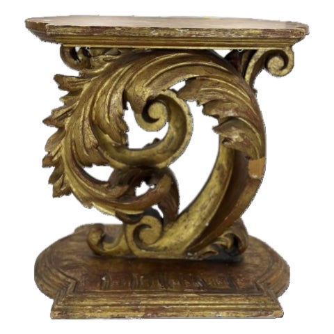Antique Rococo Giltwood Scroll Console Fragment / Architectural Corbel For Sale