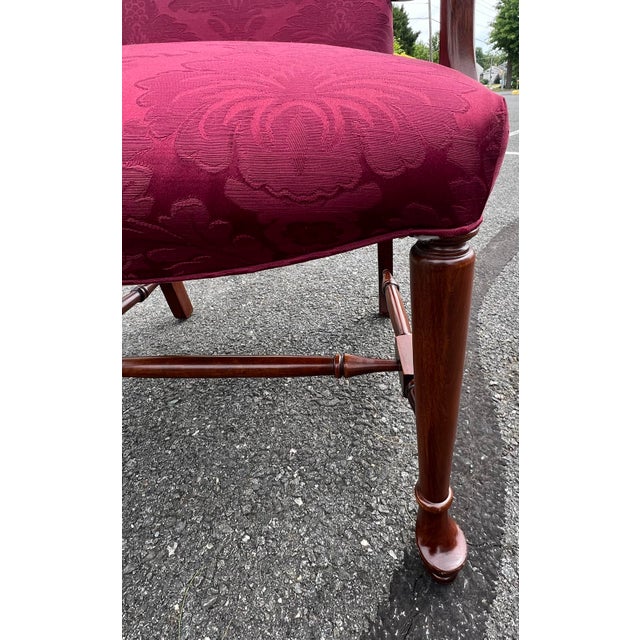 Ruby Red Vintage Georgian Style Mahogany Gainsborough Chairs - A Pair For Sale - Image 8 of 9