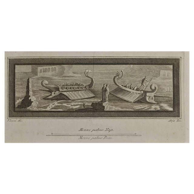 Giuseppe Aloja, Ancient Roman Boats, Etching, 18th Century For Sale