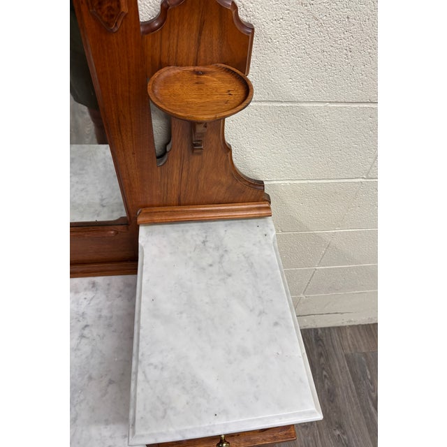 Antique American Renaissance Victorian Eastlake Marble Top Dresser Chest Vanity For Sale - Image 10 of 18