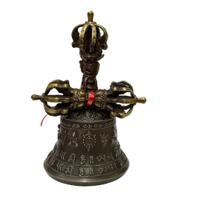 Handmade Bronze Metal Tibetan Ritual Bell and Vajra Dorje Set