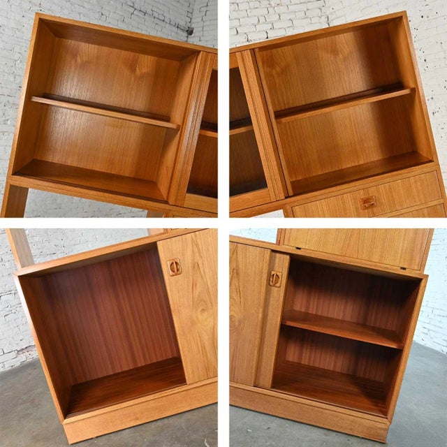 Mid-Late 20th Century Scandinavian Modern Teak 4 Part Triple Stacked Display Cabinet Secretary For Sale - Image 11 of 13