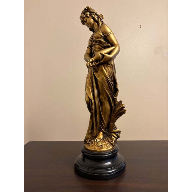 Vintage Pair Gold Signed Norwal Chalkware Grecian Lady Sculptures For Sale - Image 4 of 10