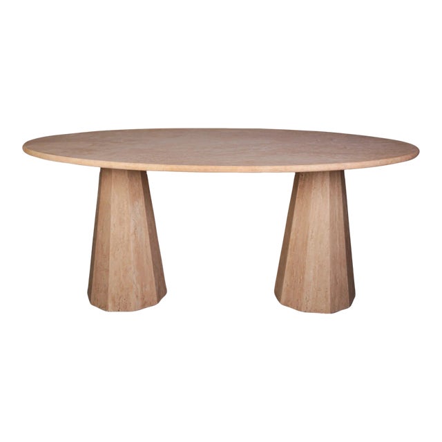Cône Travertine Dining Table 96" For Sale