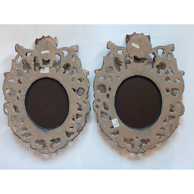 Florence Italy Pair of Silver Crested Antique Rococo Style Mirrors For Sale In Los Angeles - Image 6 of 6
