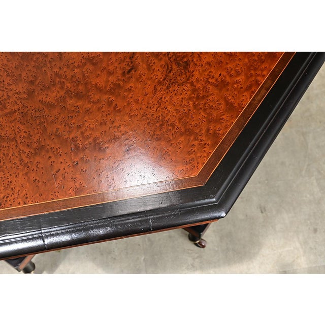 Dutch 19th Century Octagonal Ebonized & Burl Maple Center Table For Sale - Image 10 of 11