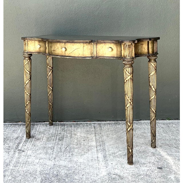 Hollywood Regency Vintage Mainland Smith Gold Finish Wood Console Table For Sale - Image 3 of 12