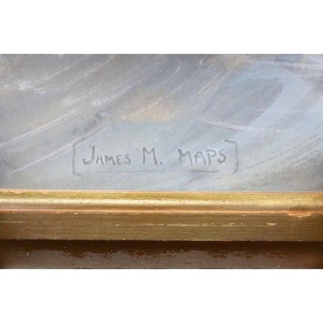 Antique Watercolor Seascape Painting With Clipper Sailing Ship By James M. Maps, Signed, C1920 Measures - 24.5"H x 34.5"W...
