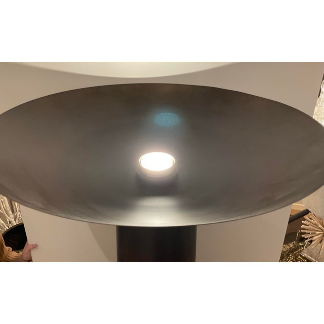 Original retail $4797, stylish Global Views Modern Bronze Kylix Torchiere, LED light, showroom floor sample