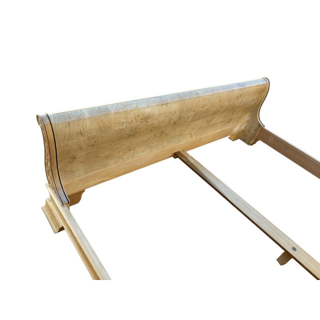 Vintage Henredon Charles X Collection King Sleigh Bed Light Burl Wood French For Sale - Image 13 of 18