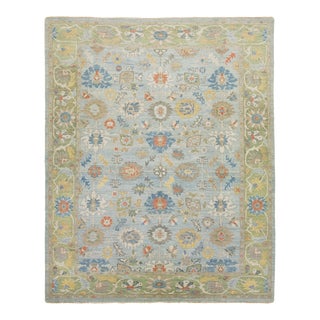 Apadana's Designed Sultanabad Modern Wool Rug Handmade in Blue and Green For Sale
