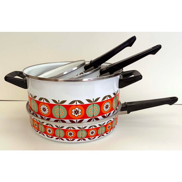1960's Enamel Cooking Pot Set - 4 Piece For Sale - Image 9 of 9