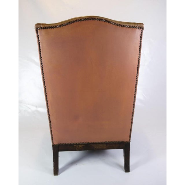 Chesterfield High Flap Chair in Brown Leather, 1920s For Sale - Image 4 of 12