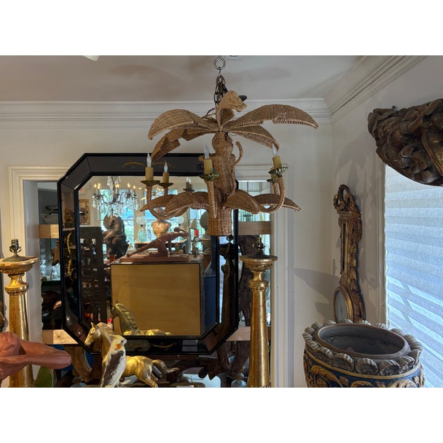Tan 1960s Mario Torres Palm Tree Chandelier With Monkey For Sale - Image 8 of 14