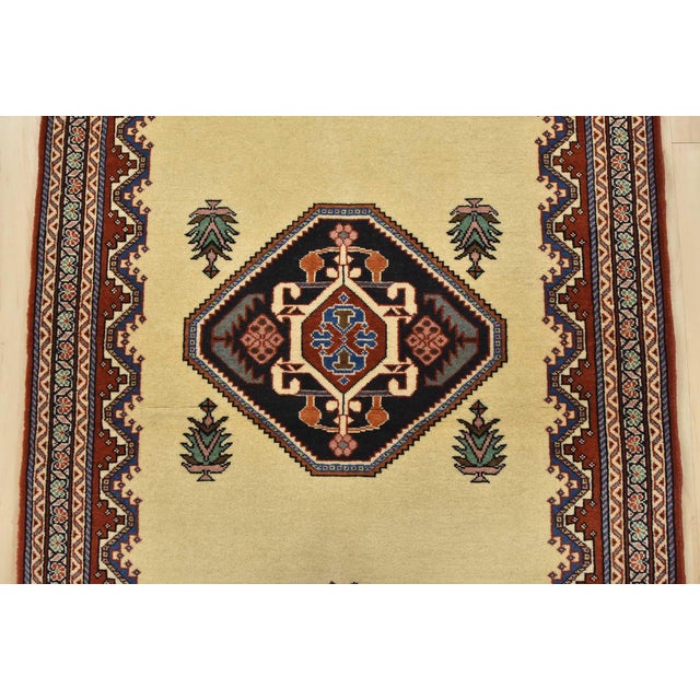 2000 - 2009 Fine Kashmar Runner 2’8” X 6’6” Ivory Wool Traditional Hand-Knotted Rug For Sale - Image 5 of 12