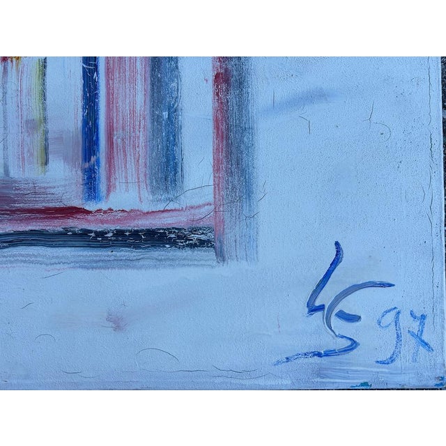 Abstract oil on canvas dating from 1997, signed LS Work reminiscent of the modernist period of the 1930s