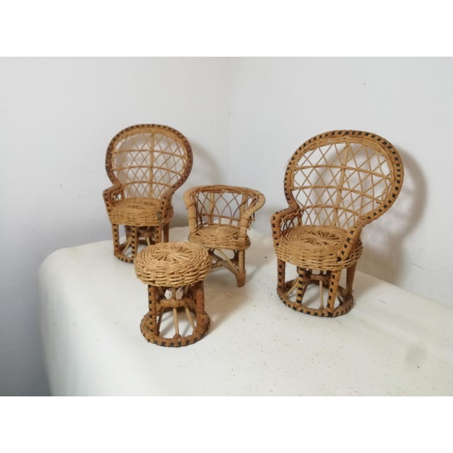 Vintage Italian Wicker Living Room Set Models, 1950s, Set of 4 For Sale - Image 10 of 10