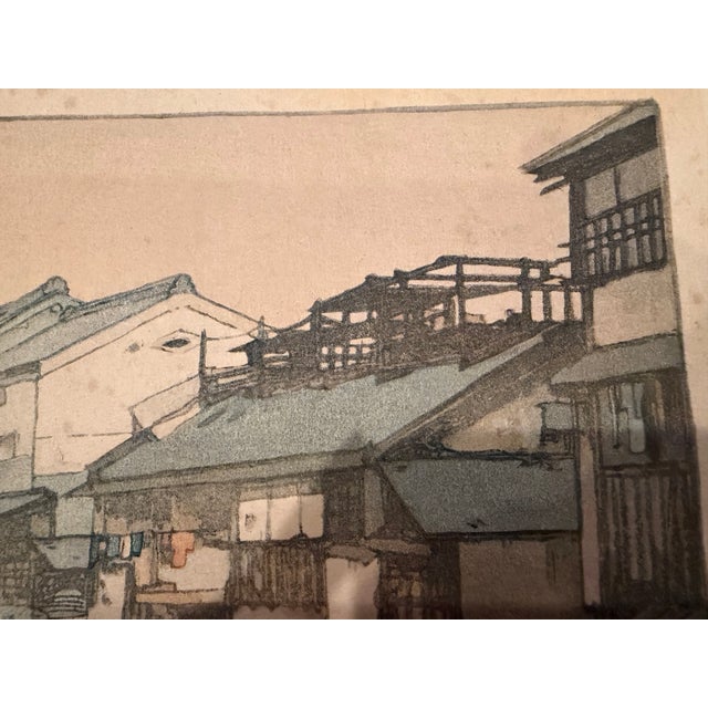 Hiroshi Yoshida “Canal in Osaka” Framed Japanese Woodblock Print For Sale - Image 11 of 18