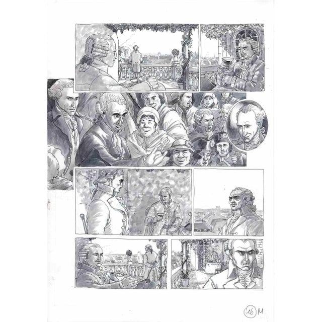 This work entitled "Beaumarchais speaks about Bailly" is a comic board belonging to the graphic novel published by Glènat...