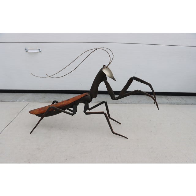 Metal Signed Steel Praying Mantis Sculpture For Sale - Image 7 of 8