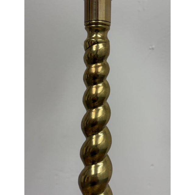 Frederick Cooper Rope Twist Polished Brass Candlestick Table Lamp, Vintage For Sale - Image 9 of 12