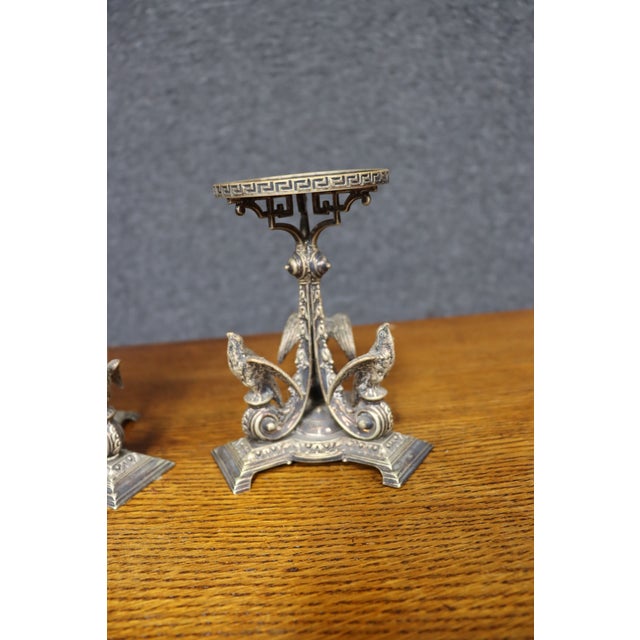 Traditional Antique Pair of Victorian Silver-Plated Centerpieces With Birds, Aesthetic Movement For Sale - Image 3 of 12