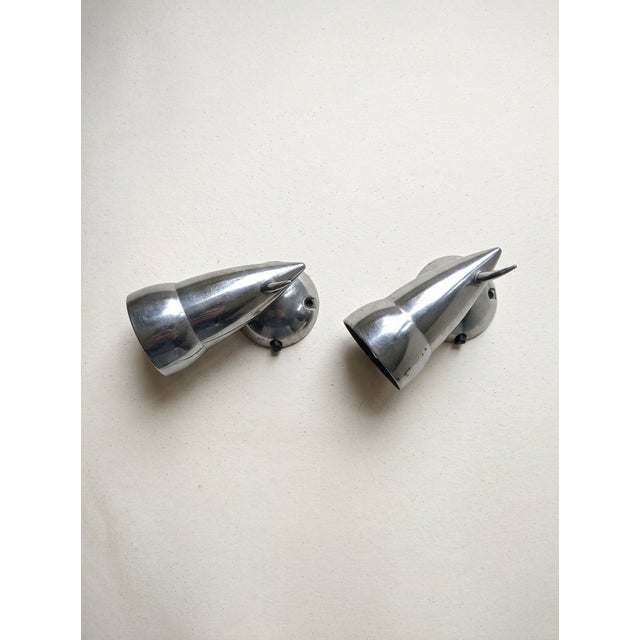 Contemporary Art Deco Wall Lights in Cast Aluminium by Sotssas and Panton for Ikea, 1980s, Set of 2 For Sale - Image 3 of 8