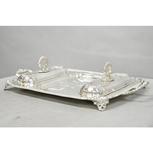 Victorian Vintage Victorian Silver Plated Meat Serving Platter Tray W/ Covered Dishes For Sale - Image 3 of 18