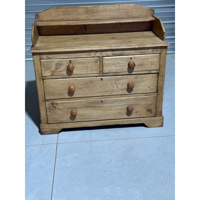 Antique Pine Two Over Two Drawers - Chest of Drawers With Gallery Back - From England This chest of drawers was found in...