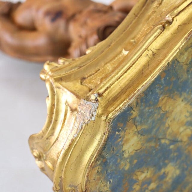 Pair of Antique French Louis XIV Carved Figural Cherub Wood Sconces For Sale - Image 12 of 14