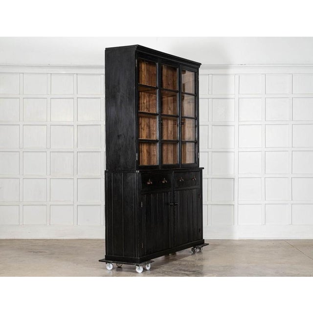 Large English Ebonised Glazed Pine Dresser, 1880 For Sale - Image 3 of 18