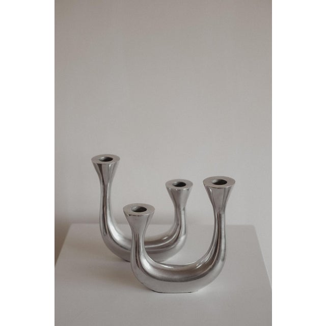 Metal Sculptural Harmony Double Taper Candelabra For Sale - Image 7 of 10