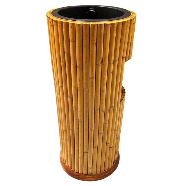 This beautifully restored Art Deco era stacked rattan planterwith a mahogany base and chubby space The stand is a perfect...