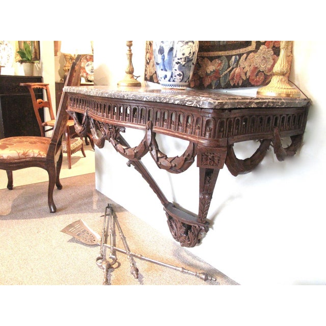Louis XVI Period Marble Topped French Neoclassical Console Table, Late 18th Century For Sale - Image 6 of 10