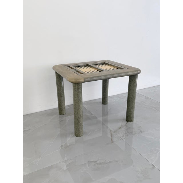 Goatskin and Suede Flip Top Game Table, Karl Springer, 1970's For Sale - Image 12 of 14