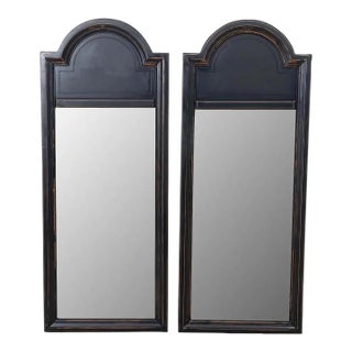 Pair Black Mid Century Mirrors For Sale