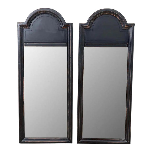 Pair Black Mid Century Mirrors For Sale
