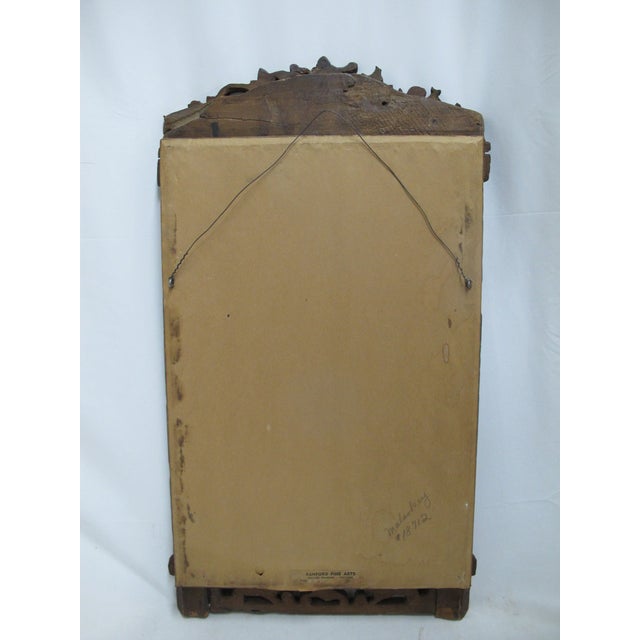 Gold Antique Chinese Carved Lotus Flower Gilt Wood Wall Hanging Mirror For Sale - Image 8 of 11