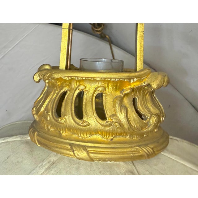 Large Antique 1800's Ornate Louis XVI Dore Bronze Electric Oil Lamp Chandelier For Sale - Image 15 of 16