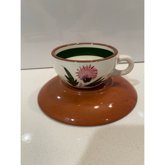 Mid-20th Century Stangl Pink Thistle Tea Cup & Saucer Set For Sale In San Diego - Image 6 of 12