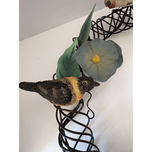 Late 20th Century Vintage Botanical Bird Wreath Sculpture With Nest, Nature-Inspired Metal Wall Art, Cottage Garden Relief For Sale - Image 5 of 9