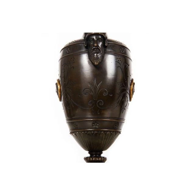 Pair of Neo-Greco Bronze and Marble Urns Vases With Candlestick Circa 1880 For Sale - Image 12 of 18