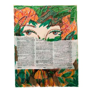 Contemporary Painting “The Amazon Reader”, Mixed Media on Paper, Original Artwork by Auker For Sale
