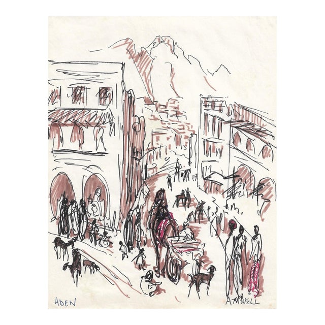Ivy Attwell Street in Aden Yemen Drawing For Sale