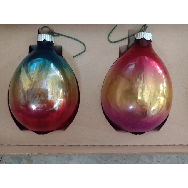 Shiny Brite Ombre Glass Christmas Tree Ornaments in Original Box For Sale - Image 4 of 18