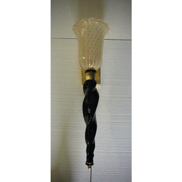 Murano Gold and Black Color Glass Wall Light, 2000 For Sale - Image 9 of 10