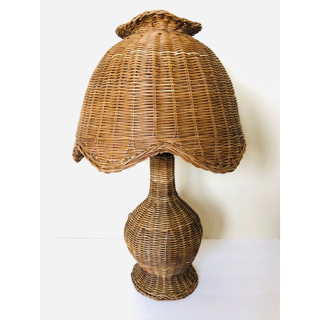 Tan Vintage Wicker Table Lamp For Sale - Image 8 of 8